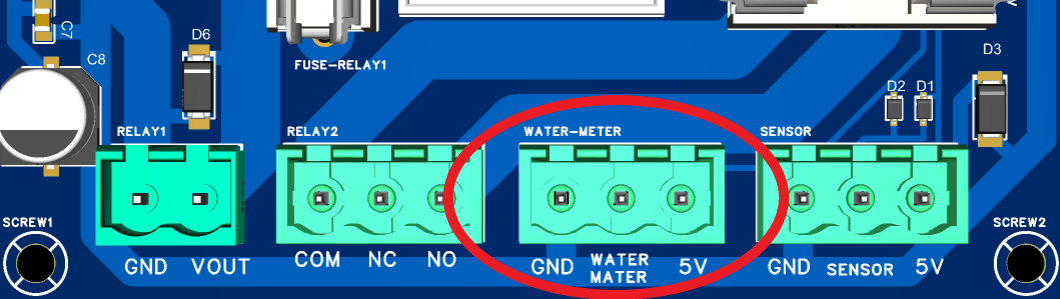 Złącze WATER-METER Autolejka z pinami GND, WATER MATER i 5V